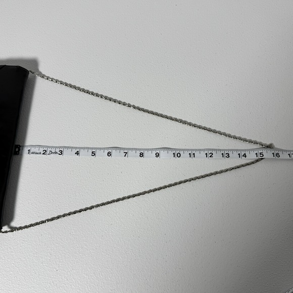 Vintage Black Patent Finish Vinyl Envelope Clutch Handbag Chain Strap - Picture 8 of 16